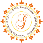 Name Doodles - Round Address Labels/Stickers (Woodbury Orange)